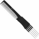 Kobe Pro Metal Prong Comb - Effortlessly Add Volume and Control to Hair, Ergonomic Design, Dual-Sized Teeth, Stainless Steel section Pins – Ideal