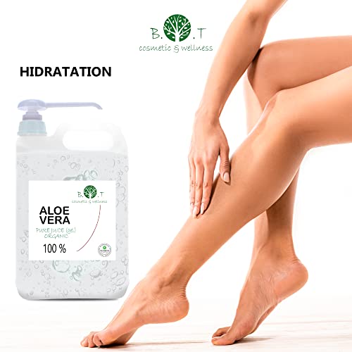 Organic Aloe Vera Juice 99.99% Cold-pressed, genuine, liquid, without thickeners (5000 ml I 175.97 Fl oz)
