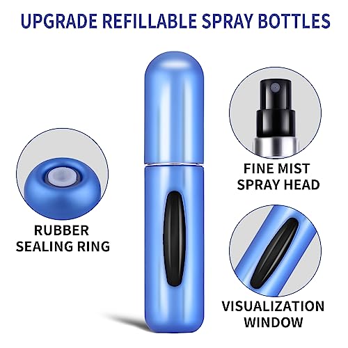 Bewudy 5 Pcs Travel Perfume Refillable Atomizer Container, 5 ml Portable Mini Refillable Perfume Atomizer Bottle Refillable Spray