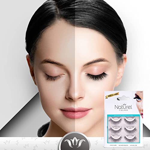 False Eyelashes Natural Self Adhesive - Pre Glued Lashes Multipack - Fake Eye Lashes