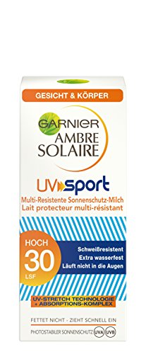 Garnier Sun Protection Milk UV Sport Multi-Resistant SPF 30 Outdoor Sun Cream for Athletes Ambre Solaire 50ml