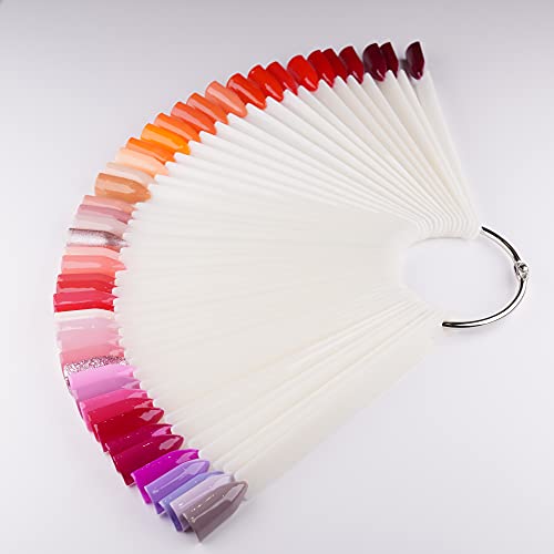 Apex® Professional 50pcs Nail Colour Display Ring, Swatch Sticks, Pop Sticks, Nail Art Palette Tip Wheel Display (Natural)