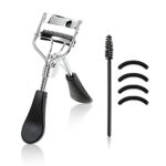 Eyelash Curler, 3 in 1 Lash Curler Curling Tool Set, Black Handle Professional Practical Makeup Cosmetic Tool with Comb and 4 Refills Pads, Curl