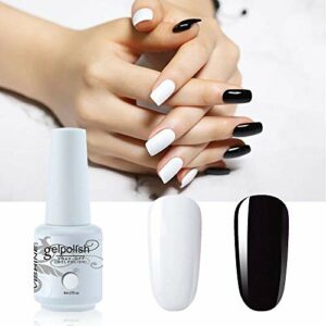 Vishine 2 Colors Nail Gel Polish Set Pure Black White Color Soak Off UV LED Varnish Collection Long Lasting Nail Art 2 Bottle