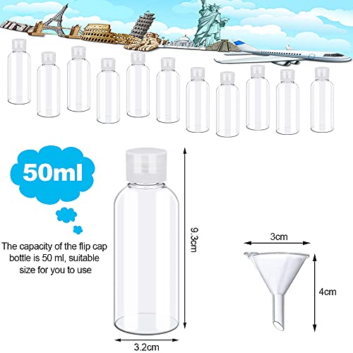 SPEACOUR 12 Pcs Clear Travel Bottles 50ml Transparent Flip Cap Bottles Refillable Empty Travel Containers Bottle Plastic Lotion Bottle with Small