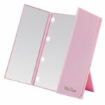 Miss Sweet Lighted Trifold Mirror for Beauty Makeup Travel Mirror Compact (Pink2)