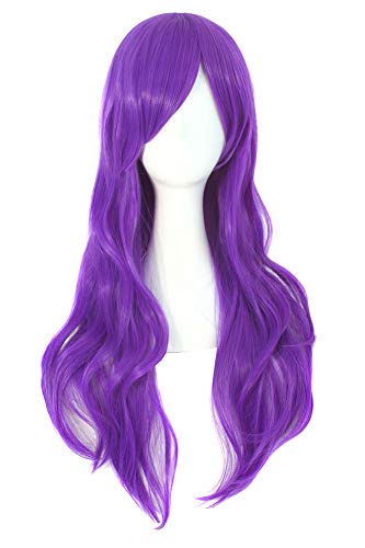 MapofBeauty 28" 70cm Long Curly Hair Ends Costume Cosplay Wig (Pink)