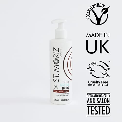 St Moriz Original l Instant 1 Hour Fast Tan Lotion | Develops in 1-3 Hours | Express Vegan Fake Tan Body Lotion | Light to Dark | Dermatologicall