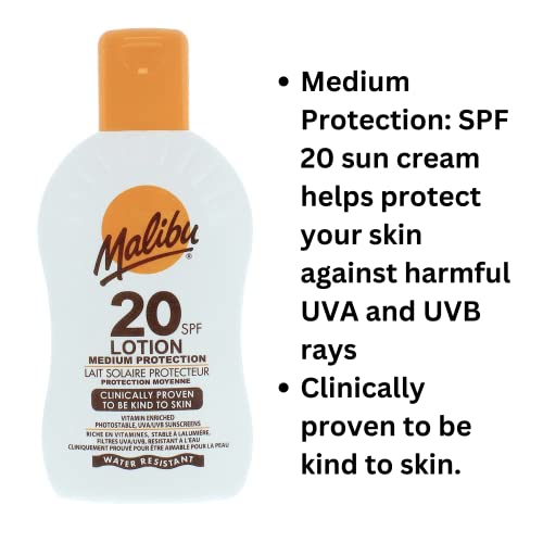 Malibu Sun SPF 20 Lotion 200ml and Malibu After Sun Soothing Moisturising Lotion 100ml - suncream bundle