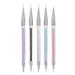 5pcs Nail Art Liner Brushes, Manicure Drill Drawing Nails Brush Pen, Double Ended Dotting Tools Set, Nail Dotting Painting Drawing Pens