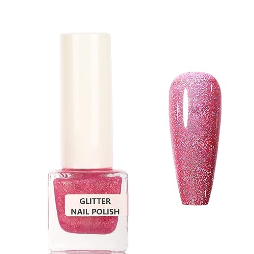 Holographic Nail Polish - Pearl Purple Nail Polish - Mermaid Sea Nail Varnish Shimmer Effect - Quick drying No Need Cured 7 Days Long Lasting Nai