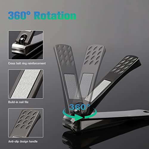 FVION Nail Clippers Set, Nail Cutter Stainless Steel for Thick Fingernails Toenails Heavy Duty Nail Clipper for Men Women