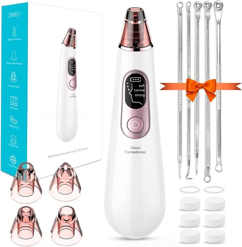 Blackhead Remover Vacuum, Electric Blackhead Remover Vacuum Pore Vacuum with 3 Levels and 4 Suction Heads - Blackhead Suction Remover Blackhead R