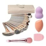 28Pcs Make Up Brush Set NEVSETPO Quality Makeup Brushes with Beauty Blender Brush Cleaner for Kabuki Foundation Powder Contour Blending Blush Tra