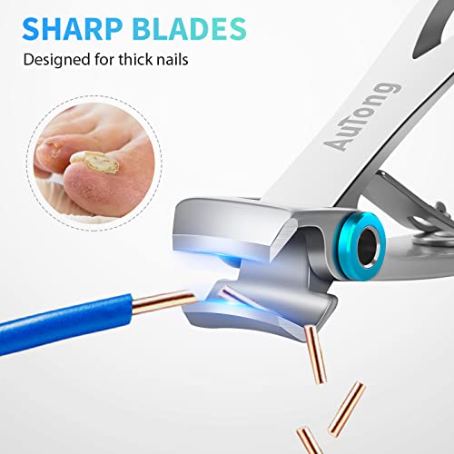Large Nail Clippers Set for Thick Nails - 16.5mm Wide Jaw Opening Toenail Cutter with Nail File - Heavy Duty Stainless Steel Fingernail Clipper f