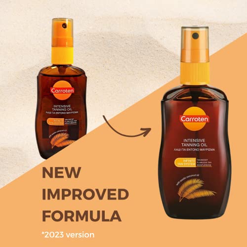 Carroten Intensive Tanning Oil 50 ml - Tan Accelerator with Carrot and Coconut Oils - Sunbed Tanning Accelerator with Vitamin A & E - SPF0