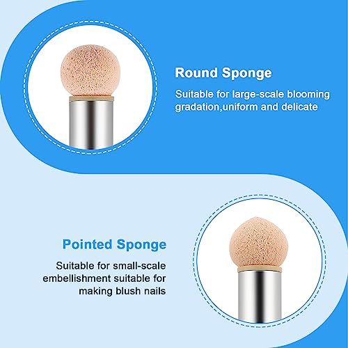 Nail Art Gradient Sponge Brush Applicator with 8Pcs Washable Replacement Sponge Head, Nail Tips Ombre Nails Sponge Brush for UV Gel and False Nai