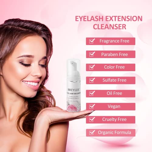 Eyelash Extension Shampoo & Brush + Mascara Wand,Eyelash Shampoo Foaming Cleanser for Professional Salon and Home Care,Wash for Extensions and Na