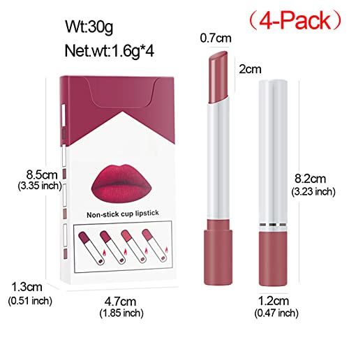 Plumping Lip Gloss Set,Lipstick Sets 4 Pcs High Pigmented Nude Cigarette Lipgloss, Long Lasting Waterproof Shimmer Liquid Lipsticks,Makeup Sets F