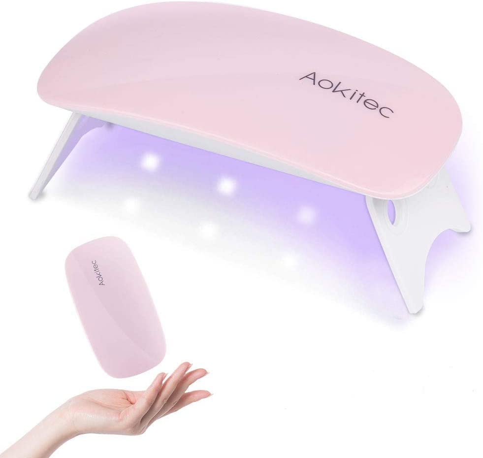 Aokitec 12W Mini Gel Nail Lamp,Portable LED Nail Lamp Mouse Shape Pocket Size UV Nail Dryer with USB for All Gel Nail Polishes,Nail Light with 2