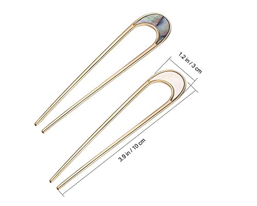 Metal U Shape Hair Pin, Metal French Style Hairpins Vintage Hairpin Simple Hair Stick 2 Prong Updo Chignon Pins Hair Accessories for Women Girls