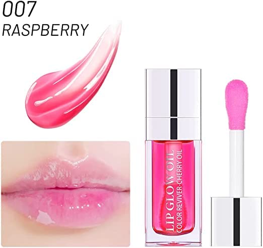 shnookz Plump Cherry Pink Lip Glow oil Crystal Jelly Lip Care Oil Moisturizing Lip Gloss Hydrating Polished Sexy Lip Tinted Lip Plumper Polished