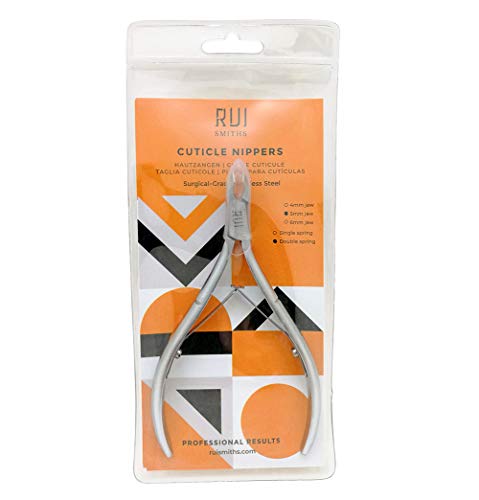 Rui Smiths Professional Cuticle Nippers | Precision Surgical-Grade Stainless Steel Cuticle Trimmer, French Handle, Double Spring, 4mm Jaw (Quarte