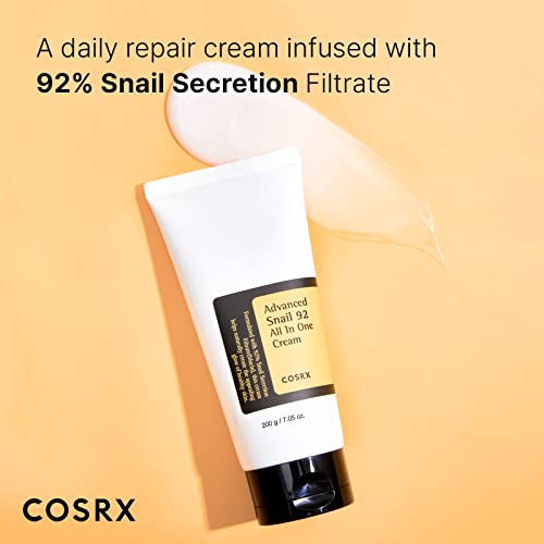 COSRX Advanced Snail 92 All in one Cream, 7.05 oz (Large size), Snail Mucin Secretion Daily Face Gel Moisturizer for Dry Skin, Acne-prone, Sensit