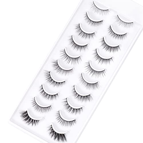 EMEDA 10 Styles False Eyelashes Natural Look 3D Short and Soft Fake Eyelashes Faux m ink Lashes Fluffy And Wispy Eye Lashes 10 Pairs 100% Handmad