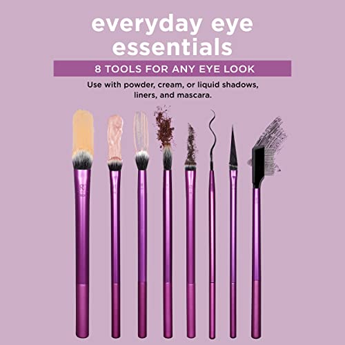 REAL TECHNIQUES Everyday Eye Essentials Eyeshadow Brush Set, No Colour, 8 Count (Pack of 1)