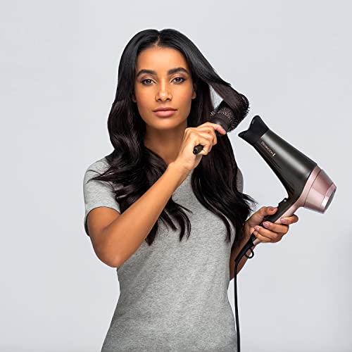 Remington Curl and Straight Confidence Hairdryer, Lightweight Ionic Hair Dryer with Diffuser, Curling Nozzle, Smoothing Nozzle and Hair Brush, D5