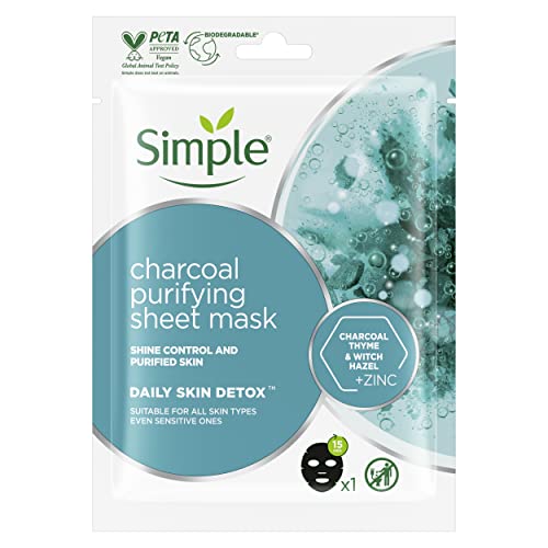 Simple Daily Skin Detox Clear + Matte Biodegradable Wipes with vitamin B3 cleansing make-up remover for oily skin 20 wipes