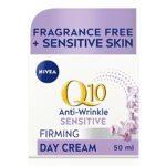 NIVEA Q10 Anti-Wrinkle Sensitive Firming Day Cream SPF 15 (50ml), Anti-Wrinkle Face Cream with Skin Identical Pure Q10 and Liquorice Extract, Sen