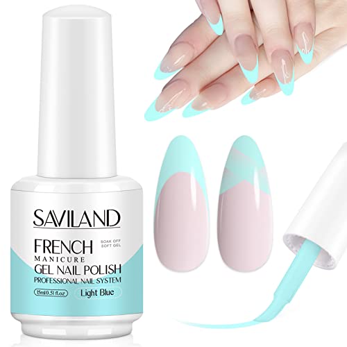 Saviland French White Gel Nail Polish -10ml Upgrade U V/LED Soak Off Gel Nail Polish Manicure for Professional, Salon & Home Use, Long Lasting, E