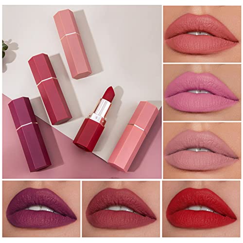 Lipstick, Matte Lipsticks For Women Long Lasting Pink Red Lipstick, Waterproof Natural Nude Moisturizing Hydrating High Pigmented Smooth Velvet T