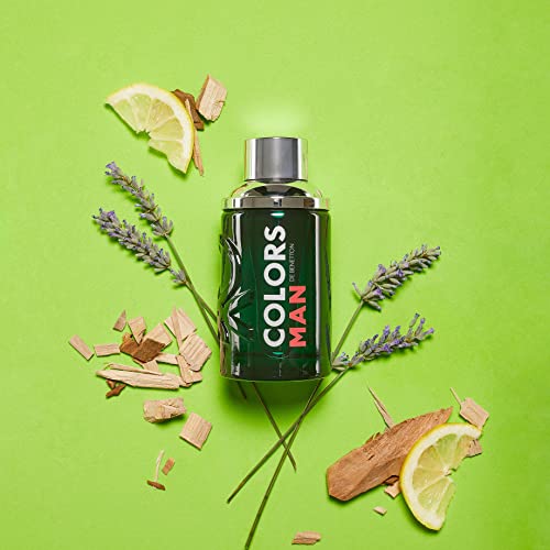 Benetton - Green from United Colors, Eau de Toilette Spray for Men - Long Lasting - Fresh, Elegant, Engaged and Masculine - Woody, Citrus, and Ve