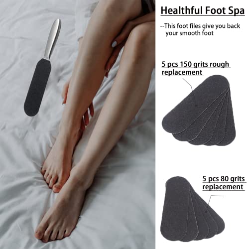 Foot Files for Hard Skin,Double-Sided Foot Scraper Hard Skin Remover,Foot Scrubber with 10PCS Free Refill Grits Double-Sided Replacement Pads,Exf