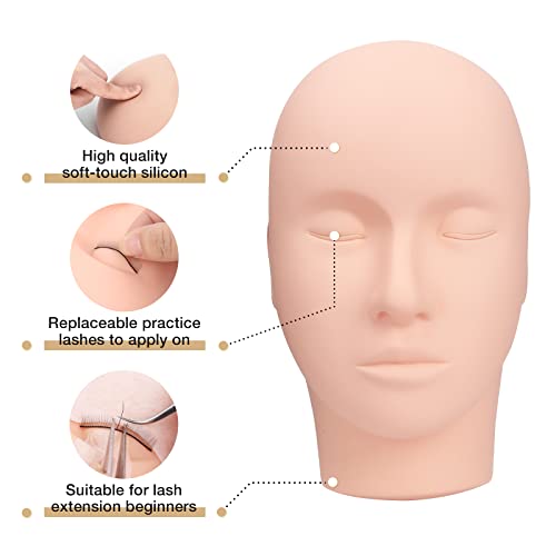 LASHVIEW Eyelash Extension Kit,with Mannequin Head,Lash Extension Supplies for Beginners,Professional Eyelash Extension Kit, for Makeup and Eyela