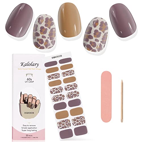Kalolary Gel Nail Polish Strips, Semi Cured Nail Gel Art Sticker Waterproof Full Nail Wraps Decal Sets with Nail File and Stick for Women Girls N