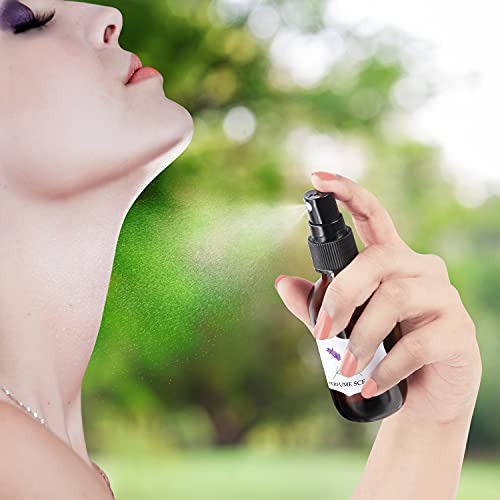 BELLE VOUS Glass Amber Spray Bottles (16 Pack) - 2 Pipettes & Sticker Labels Included - 60ml / 2oz - Empty Fine Mist Bottle Sprayer - Refillable