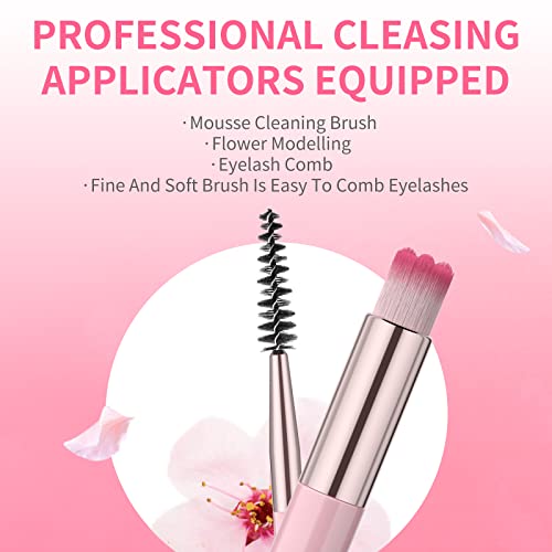 Eyelash Extension Cleanser, Eyelash Extension Shampoo 60ml+2 Cleansing Brushes+Mascara Wand Eyelash Foam Cleanser For Extensions and Natural Lash