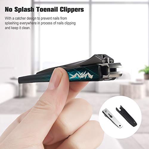FERYES Nail Clippers with Catcher 2 PCS Set, No Splash Fingernail Clipper and Toenail Clipper, Stainless Steel Heavy Duty Nail Cutters For Men &