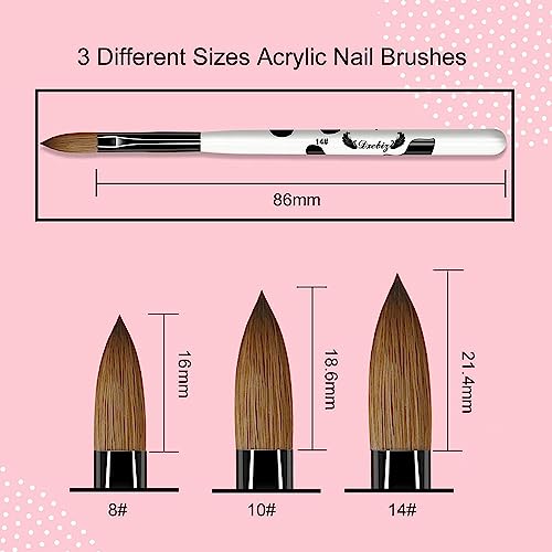 Acrylic Nail Brush Set, 3Pcs Nail Brush for Acrylic Nails, Nail Art Brushes for Acrylic Powder Application 3D Nail Carving Manicure Tools