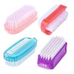 4 Pcs Nail Clean Brush，Plastic Handle Nail Finger Tip Scrubbing Brushes Double Sided & Vertical Cleaning Scrubbing Brush for Toes Nails Hands Gar