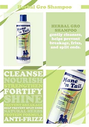 Mane ‘n Tail Herbal Gro Shampoo 355 ml (Pack of 1) – Olive Oil Complex – Natural Herbs – Prevents Breakage, Frizz, and Split ends, Safe for treat