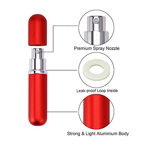 Perfume Atomiser Bottles, Scoolr 5 Pieces Perfume Atomisers Refillable Perfume Atomizer Mini Perfume Bottles Travel Fragrance Empty Spray Bottle