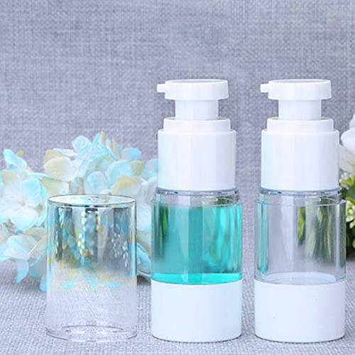 JamHooDirect 30ml Airless Pump Bottle Refillable Empty Clear Bottle Travel Containers/Vacuum Press Pump Bottles With Funnel and Label for Perfume