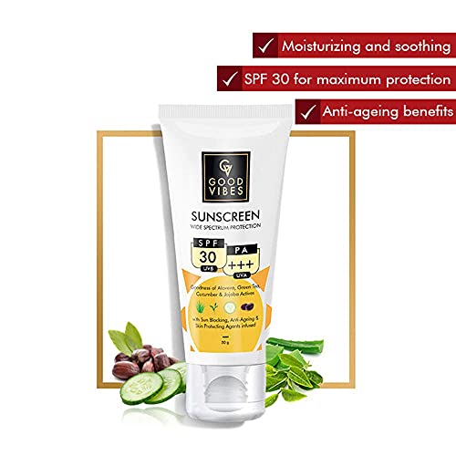 Good Vibes Wide Spectrum Sunscreen With SPF 30-50 g - Sun Protection for All Skin Types - Hydrate and Moisturize Dull Damaged Skin - Cruelty Free