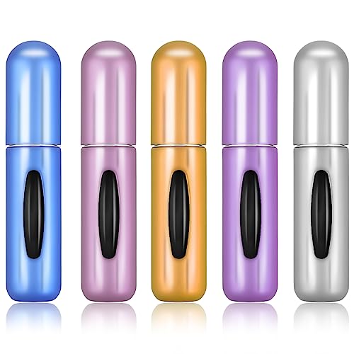 Bewudy 5 Pcs Travel Perfume Refillable Atomizer Container, 5 ml Portable Mini Refillable Perfume Atomizer Bottle Refillable Spray
