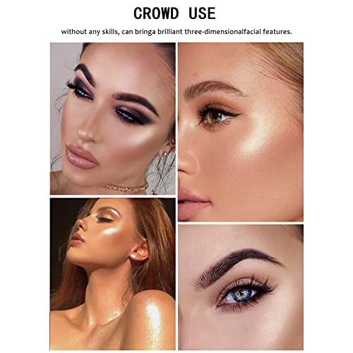 Blushers For Cheeks Make Up, Highlighter Blush Shimmer Blusher, 3D Diamond Long Lasting Contour Palette Brighten Skin Blendable & Buildable Bronz